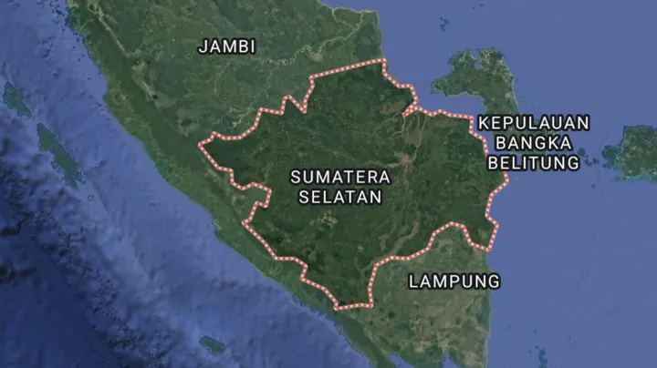 Peta Provinsi Sumatera Selatan (Sumsel).