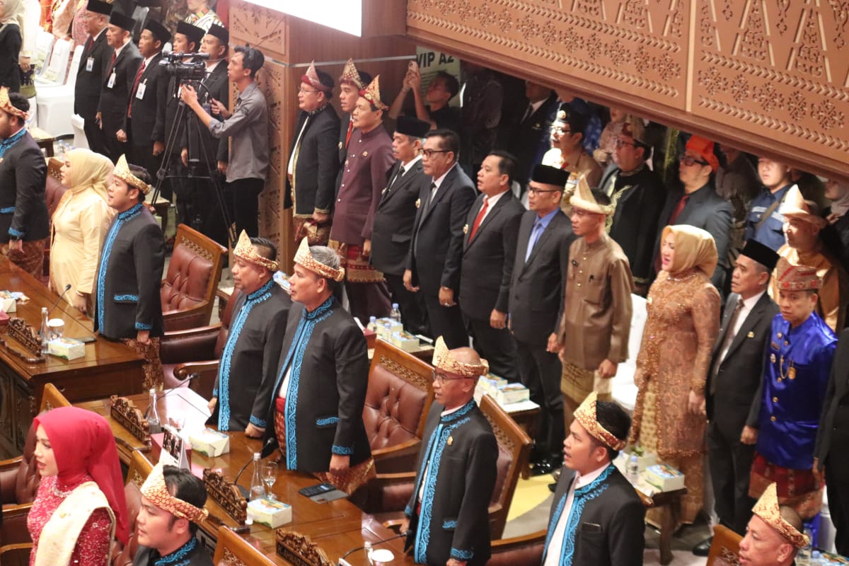 Bupati Banyuasin, Askolani, saat menghadiri momen perayaan HUT ke-79 Provinsi Sumatera Selatan (Sumsel).