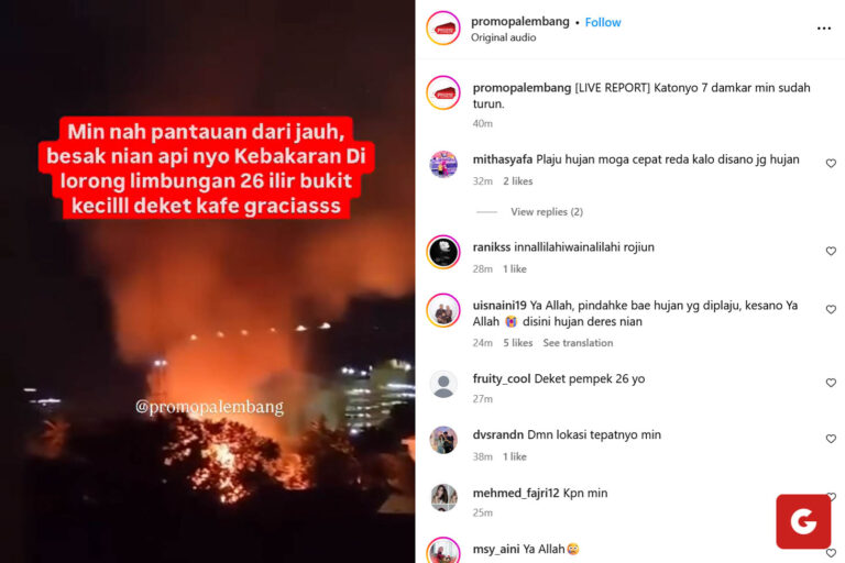 Damkar Tangkapan layar video kebakaran yang diunggah oleh akun Instagram @promopalembang.